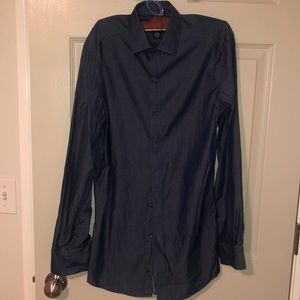 Slim fit dotted blue button up